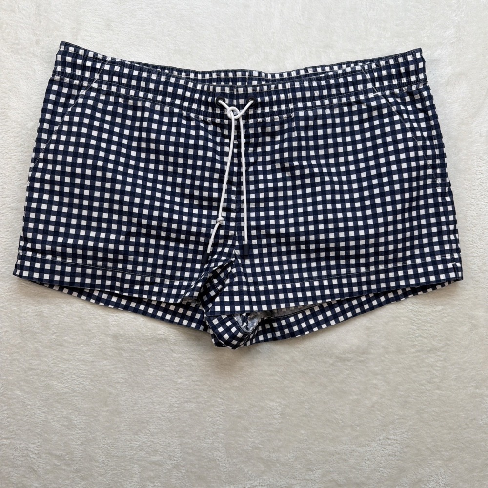 J Crew Gingham‎ Shorts Womens Small Navy Check Pull On Preppy Summer